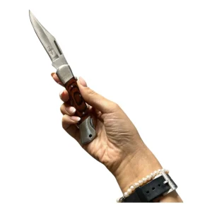 COLTELLO RICHIUDIBILE CON BLOCCO LAMA - MANICO IN LEGNO PAKKAWOOD - TH