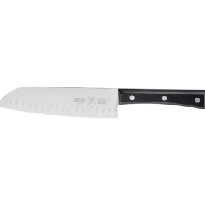 COLTELLO SANTOKU OLIVATO MANICO POM NERO - VALGOBBIA