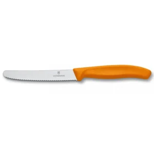 COLTELLO TAVOLA ARANCIONE SEGHETTATO PUNTA TONDA - VICTORINOX