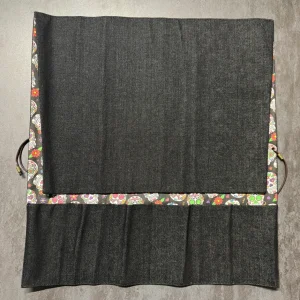 ROTOLO PORTA COLTELLI - ARTIGIANALE - DENIM NERO - MADE IN ITALY 100%