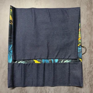 ROTOLO PORTA COLTELLI - ARTIGIANALE - DENIM BLU - MADE IN ITALY 100%